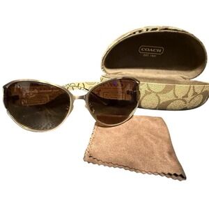Vtg Y2K Coach Sunglasses Loretta Metal Frame Case Wipe Set Preppy Gradient Lens
